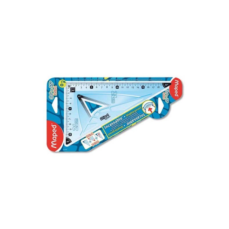 MAPED Equerre 2 en 1 - 60°/45° 21 cm incassable