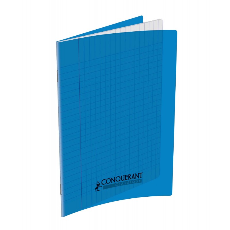 Cahier polypro  17X22 grand carreau bleu 90G 48P