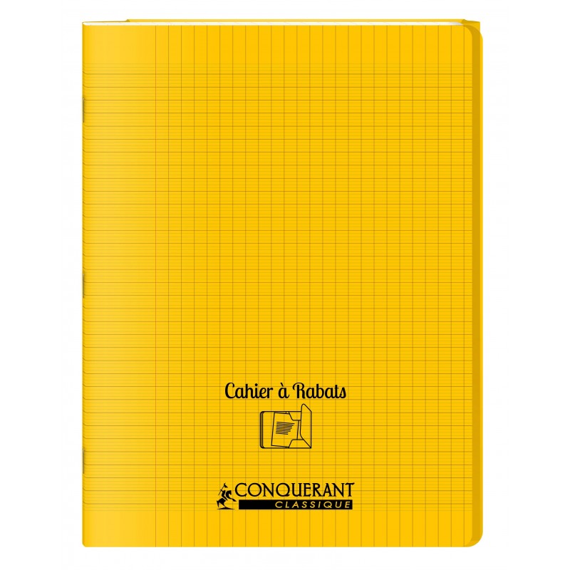 Cahier polypro 24X32 PP Jaune 90G 96P à rabat Seyès